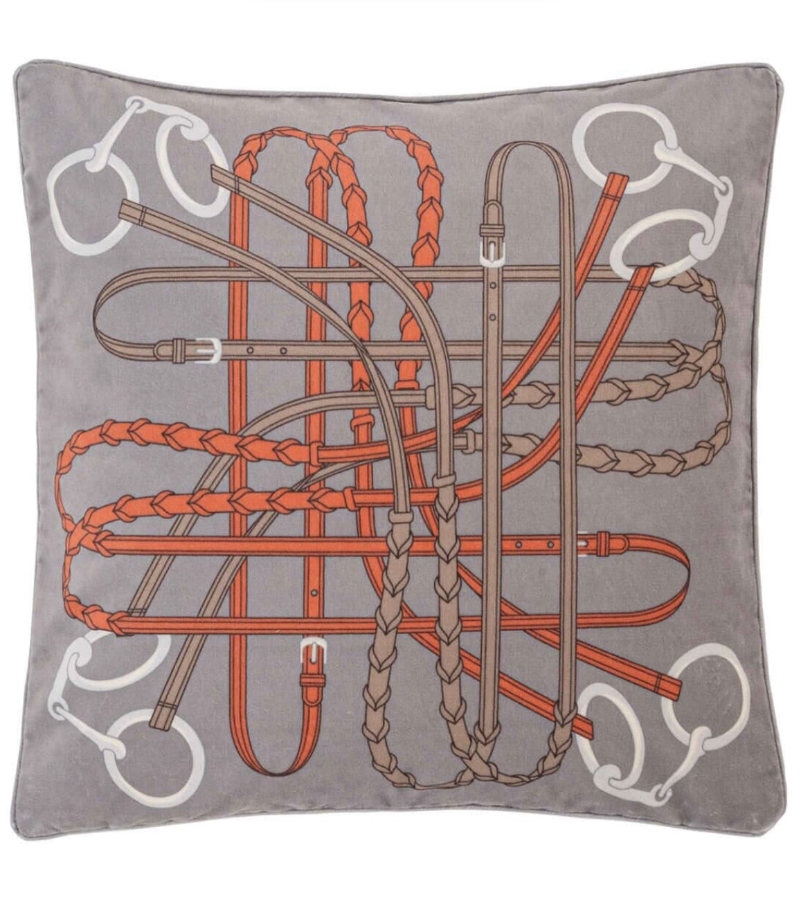 In Stock Snaffle Rust Pillow Velvet