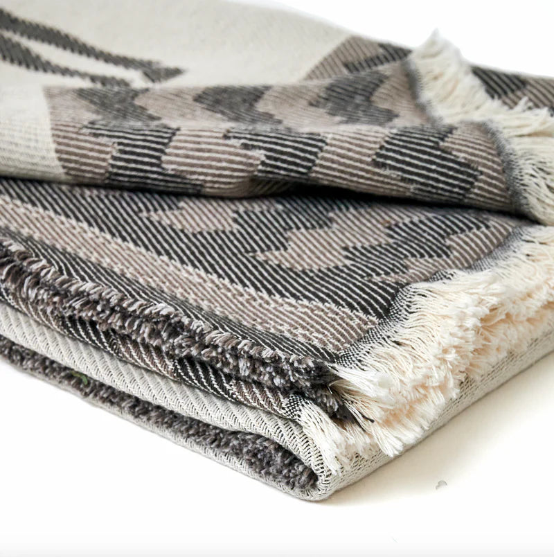 Cotton Jacquard Equestrian Blanket Taupe