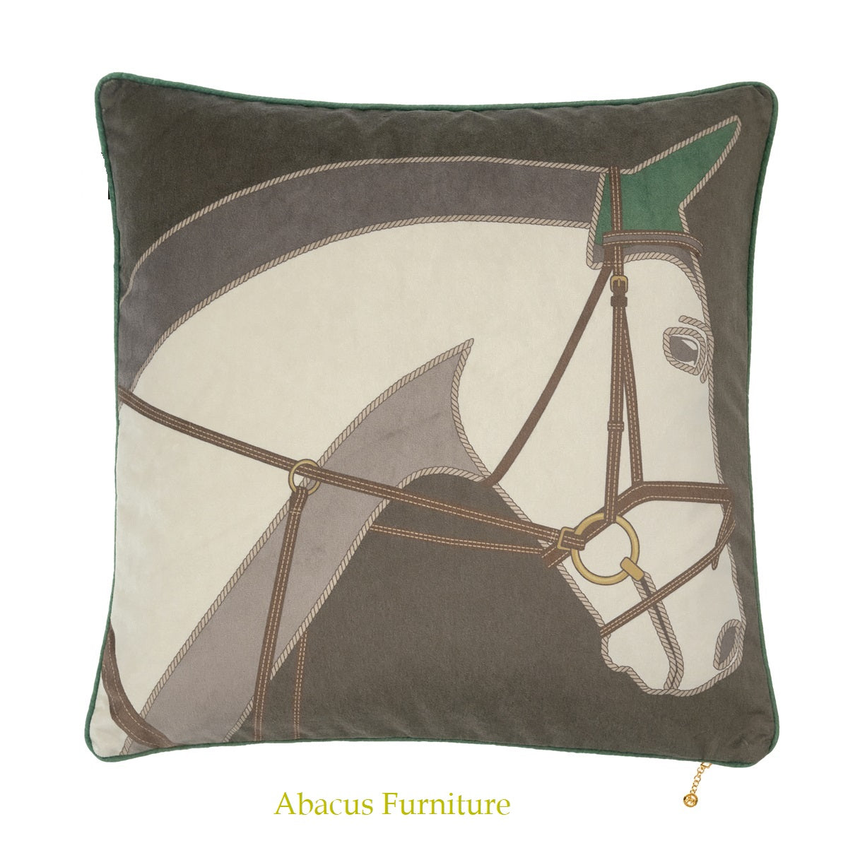 In Stock Horse Olive Velvet Pillow