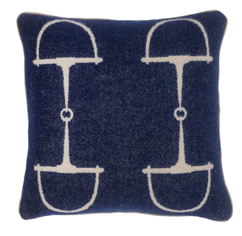 In Stock New Zealand Lambs Wool Square Pillow Navy