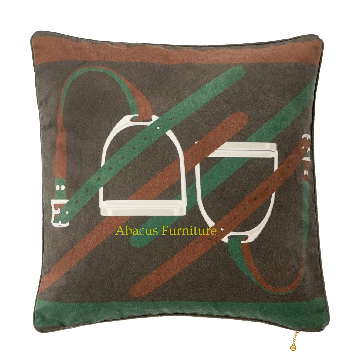 In Stock Stirrup Olive Velvet Pillow