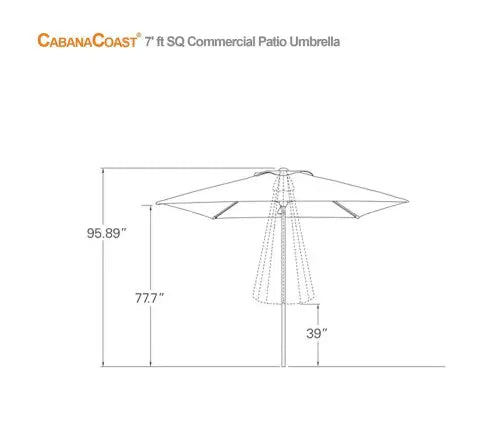 7 ft Square Commercial Patio Umbrella