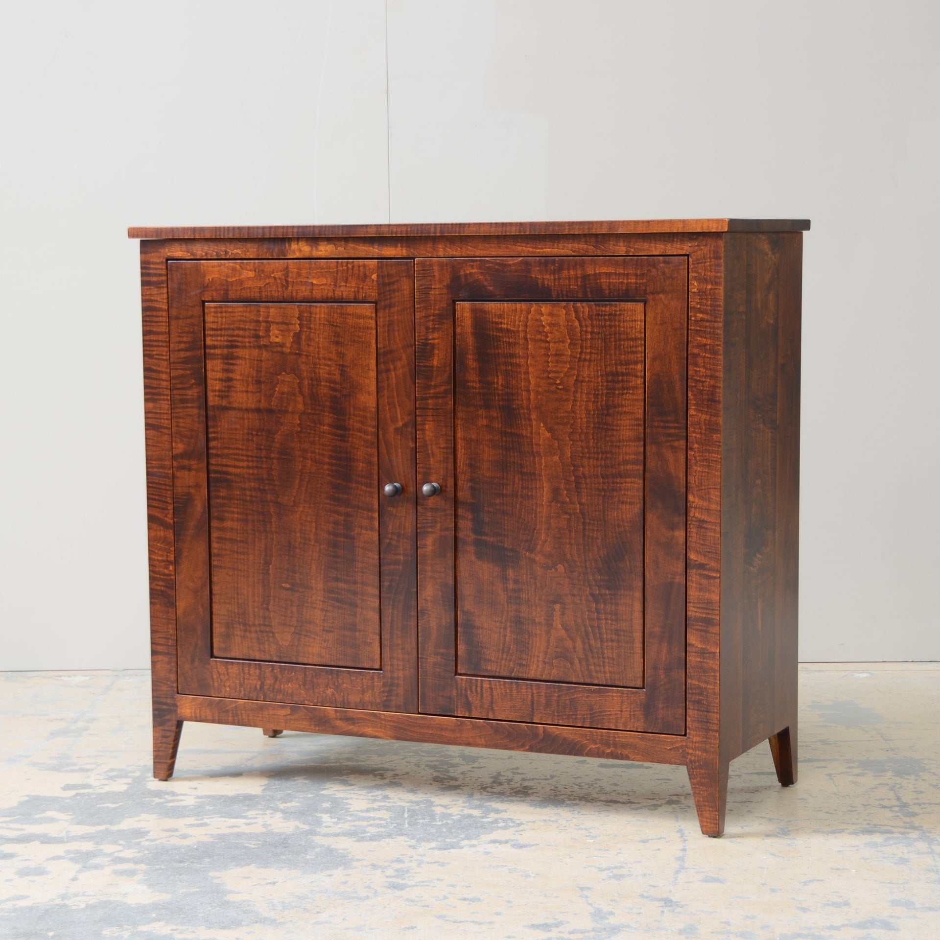 In Stock Tudor Storage Cabinet - Curly Maple