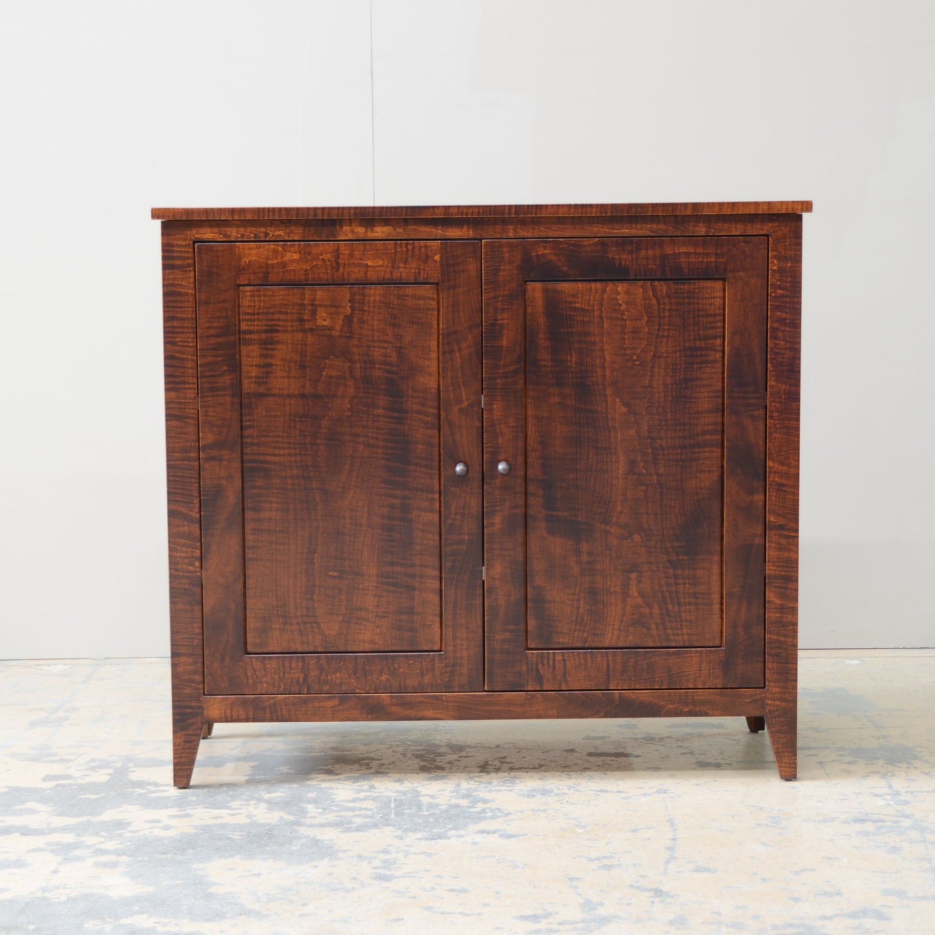 In Stock Tudor Storage Cabinet - Curly Maple