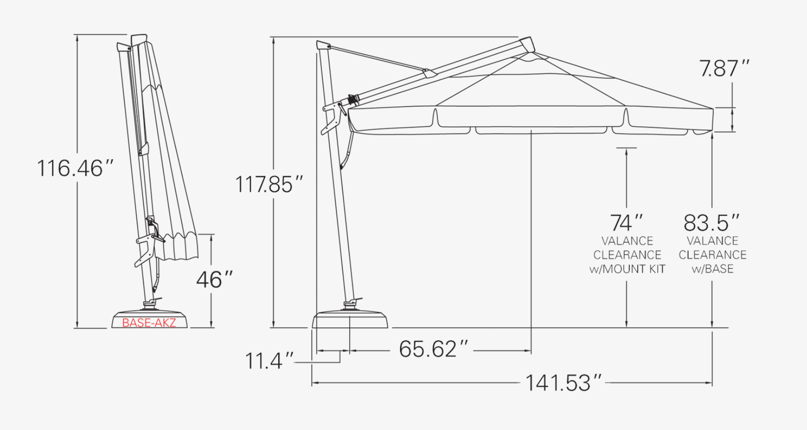 akz patio umbrellas 11' AKZ PLUS Octagon Cantilever Umbrella – Abacus Furniture Design